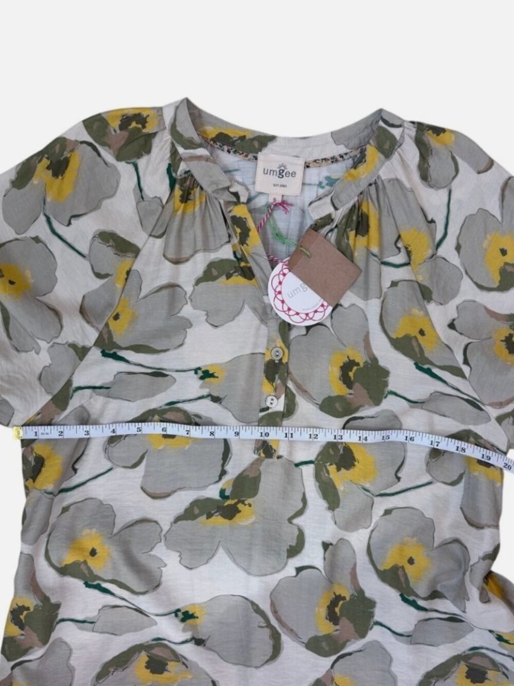 Umgee NWT Floral Tie Waist Fall Mini Dress Boho Neutral Sz S - Picture 7 of 9